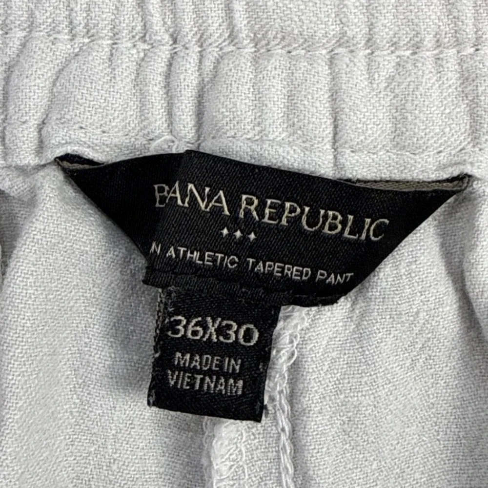 Banana Republic Mens 36x30 Athletic Tapered Linen Cotton Pants Light Grey